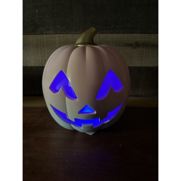 Halloween Bullseye Jack -O- Lantern Pumpkin pink blue Ombre Color Changing 8” - Picture 4 of 11